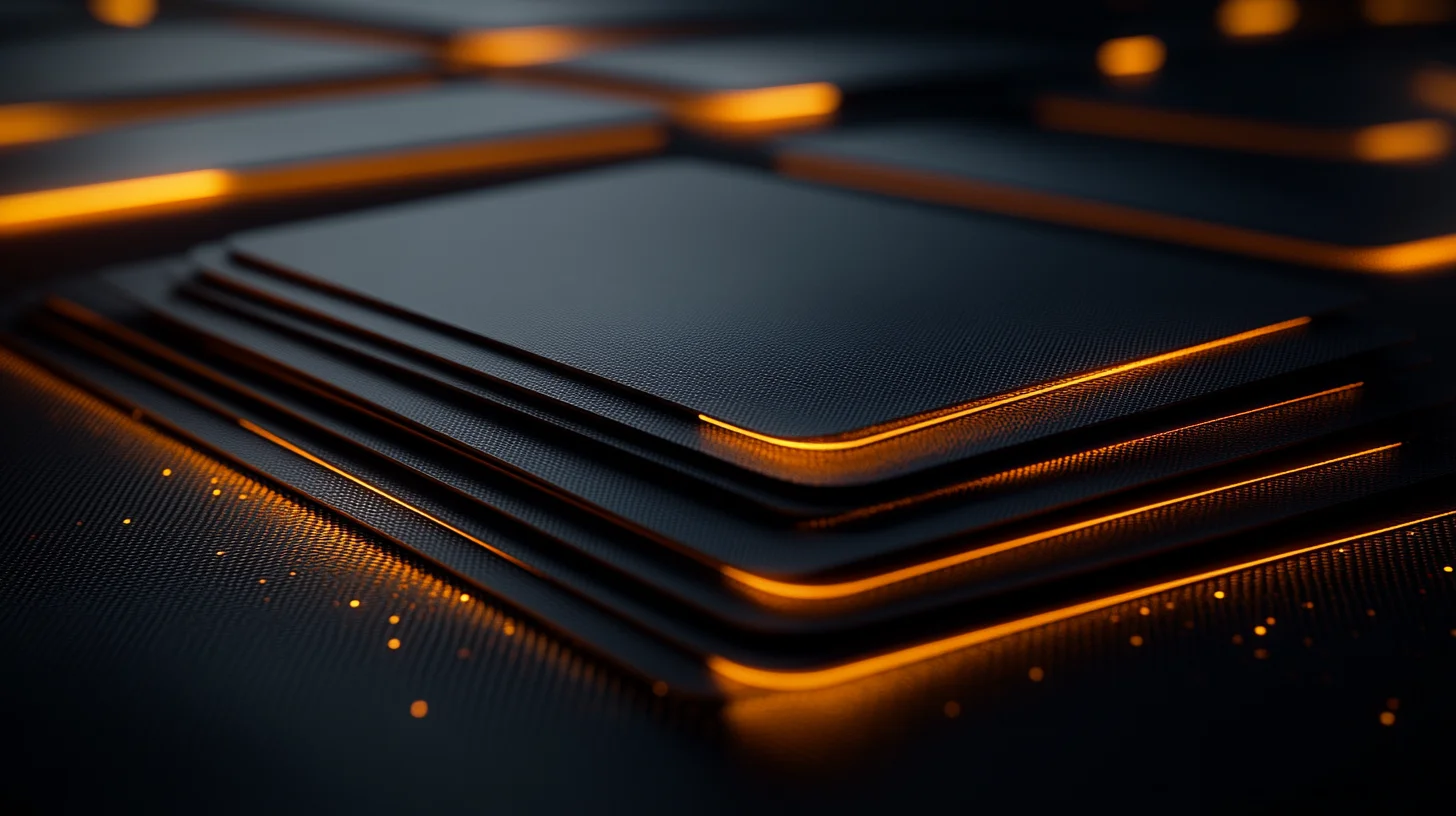 Fanned gold geometric cards on a dark surface representing organized accessible information